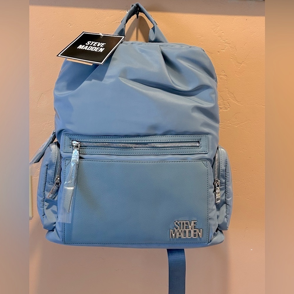 Steve Madden BHAYVE Large Blue Backpack With Matching Wristlet NWTS